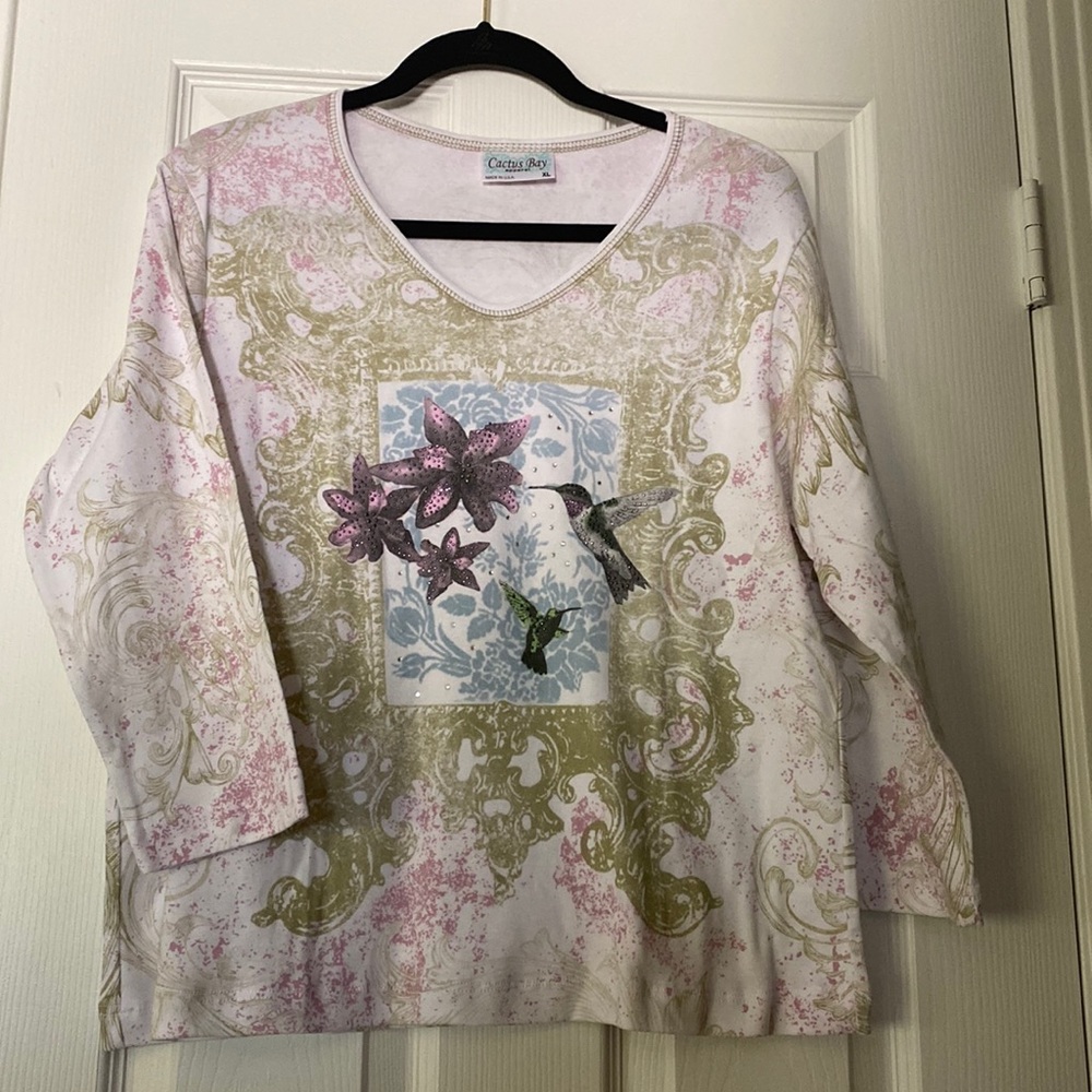 🦋 2 for $20 sale NWOT Cactus Bay V neck 3/4 sleeve shirt top XL